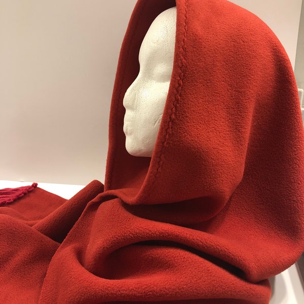 Fleece Hooded Scarf: Handmade Warm Neck Wrap, USA Made