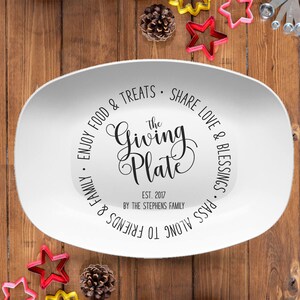 Giving Plate, Personalized Platter | Farmhouse Black & White | Personalized Plate to Pass Along | Custom Color
