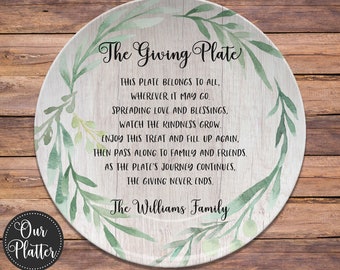 Giving Plate, Personalized Plate, Greenery Design, Pass Along Plate, Journey Never Ends