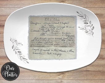 Vintage Recipe Personalized Platter | Handwriting • Recipe Card • Keepsake