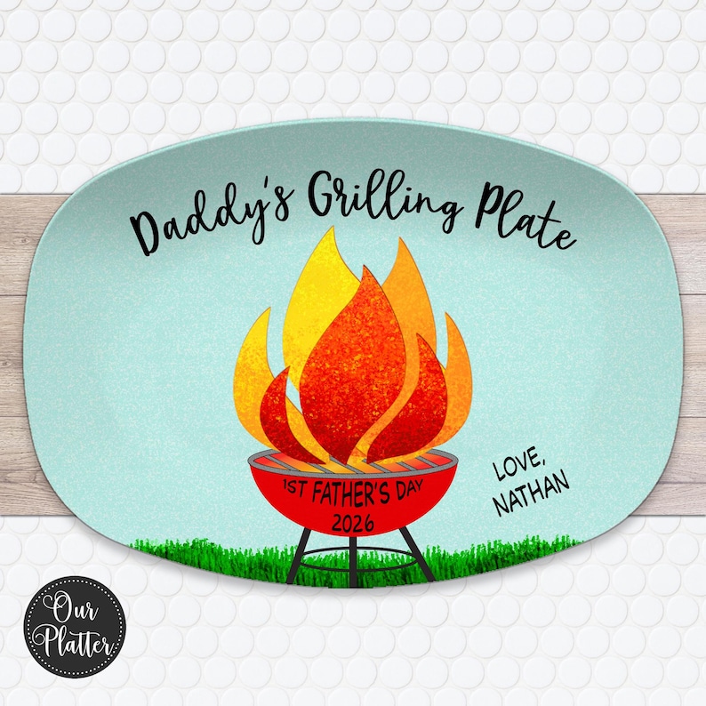 Handprint Custom Grilling Plate, Personalized Platter for Father's Day, Gift for Dad from Kids, Handprint Plate for Daddy or Grandpa bild 14