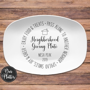 Neighborhood Giving Plate | Pass Along Plate for Neighbors and Friends, Personalized Platter Gift for New Neighbors