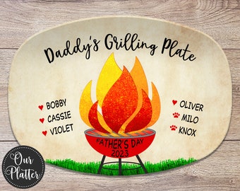 BBQ Grilling Personalized Platter, Daddy's Grilling Plate, Father's Day, Valentine, Custom Gift for Him for Birthday