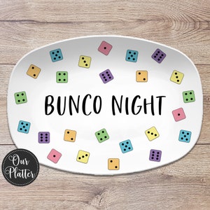 Bunco Night, Dice Game Night Custom Personalized Platter, Let&#39;s Roll, Serving Tray, Bunko Game