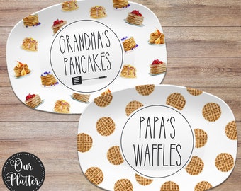 Breakfast Personalized Platter | Pancake • Waffle • Grilled Cheese | Daddy's Pancakes, Grandma's Waffles, Papa's Grilled Cheese