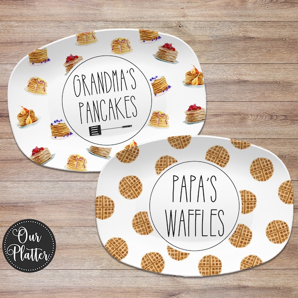 Breakfast Personalized Platter | Pancake • Waffle • Grilled Cheese | Daddy's Pancakes, Grandma's Waffles, Papa's Grilled Cheese