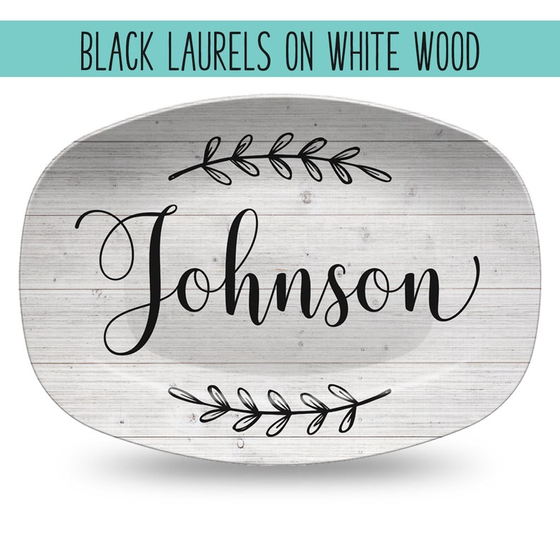 Custom Farmhouse Personalized Platter, Family Last Name Wreath Gift Plate for Wedding Shower Anniversary Housewarming image 9