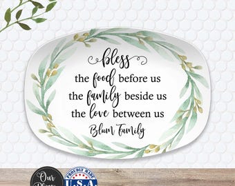 Food • Family • Love | Custom Personalized Platter | Thanksgiving • Fall • Autumn • Bless Food Family Love