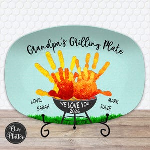 Handprint Custom Grilling Plate, Personalized Platter for Father's Day, Gift for Dad from Kids, Handprint Plate for Daddy or Grandpa bild 9