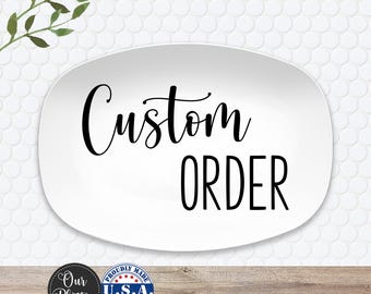 Custom Text Design Photo Logo Personalized Platter, Personalized Gift, Serving Tray Dish, Customize Font Text Style