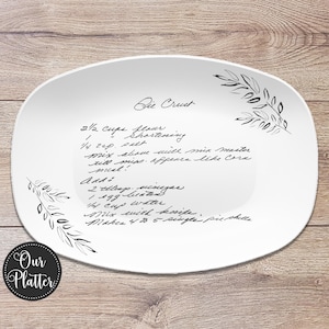 Handwritten Recipe Personalized Platter Dish | Keepsake Handwriting Recipe Plate | Recipe Card Transfer Gift