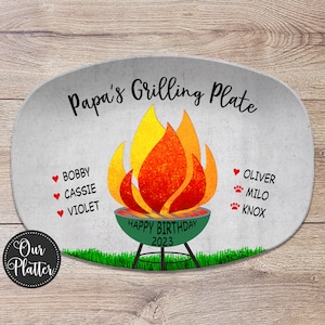 BBQ Grilling Personalized Platter, Daddy&#39;s Grilling Plate, Father&#39;s Day, Valentine, Custom Gift for Him for Birthday