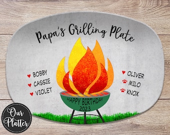 BBQ Grilling Personalized Platter, Daddy's Grilling Plate, Father's Day, Valentine, Custom Gift for Him for Birthday