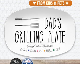 Daddy’s Grilling Plate from Kids | Personalized Fathers Day Gift for Grill Master | Summer Grilling Platter
