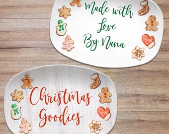 Christmas Cookie Platter, Made with Love, Custom Personalized Holiday Platter, Grandma's Cookie Platter, Gift for Her