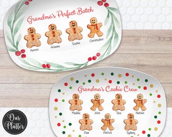 Personalized Platter | Favorite Christmas Cookies Gingerbread | Perfect Batch • Cookie Crew • Gift for Grandma • From Grandkids
