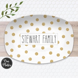 Gold Dots Personalized Holiday Platter | Christmas | Hanukkah | Birthday