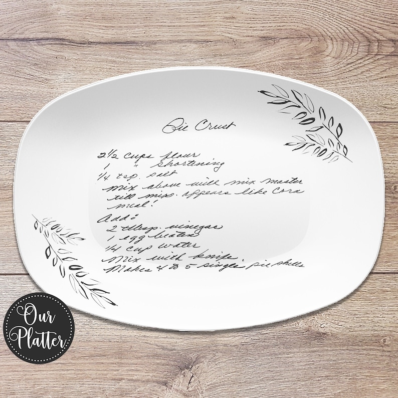 Handwritten Recipe Personalized Platter Dish Keepsake Handwriting Recipe Plate Recipe Card Transfer Gift image 1