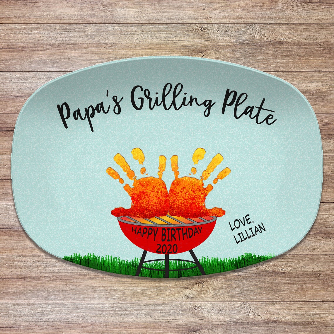 Handprint Custom Grilling Plate Personalized Platter for Etsy