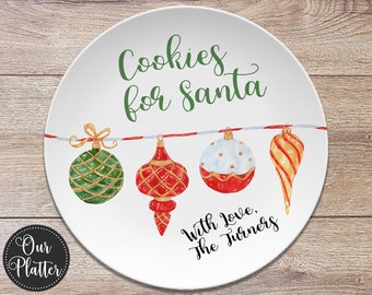 Cookies for Santa Ornaments Personalized Plate | Kids Family Keepsake Gift