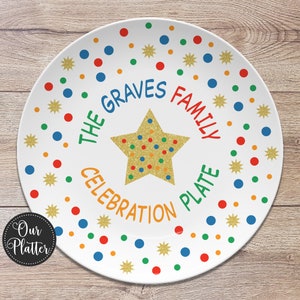 Celebration Plate, You Are Special Personalized Plate, Dots, Sprinkles, Confetti, 10&quot; Plate