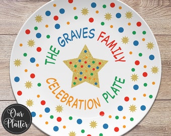 Celebration Plate, You Are Special Personalized Plate, Dots, Sprinkles, Confetti, 10" Plate