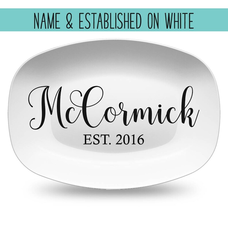 Custom Farmhouse Personalized Platter, Family Last Name Wreath Gift Plate for Wedding Shower Anniversary Housewarming image 3