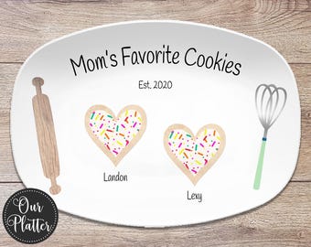 Personalized Cookie Plate – Favorite Cookie Crew –  Perfect Batch – Mother’s Day Platter – Gift for Mom, Grandma – Heart Sugar Cookies
