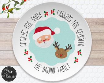 Santa Cookie Plate | Personalized Cookies for Santa & Carrots for Reindeer Plate |  Christmas Eve Holiday Keepsake | Santa Plate for Kids