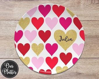 Colorful Hearts | Valentine's Day Gift | Personalized Plate | Teacher Gift | Valentine for Kids