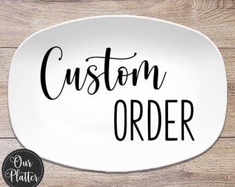 Custom Text Design Photo Logo Personalized Platter, Personalized Gift, Serving Tray Dish, Customize Font Text Style