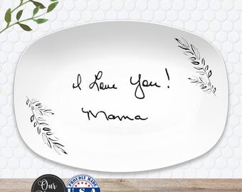Handwritten Note Platter from Card | Custom Handwriting Gift for Mom | Personalized Keepsake Plate | Mother’s Day Gift from Daughter Son