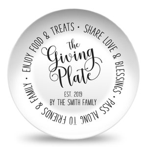 Giving Plate, Farmhouse Black & White, Personalized Plate, Pass Along Plate for Friends, Family, Neighbors