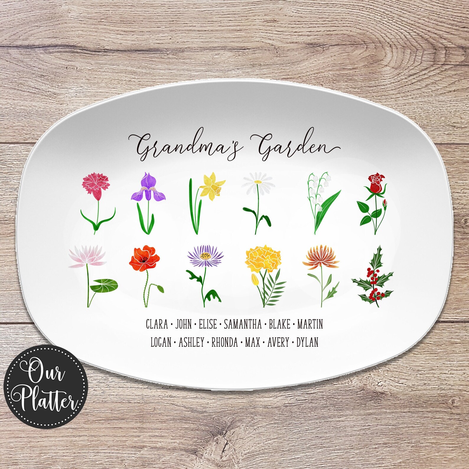 Grandma's Garden Birth Month Flower Family Custom Etsy