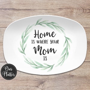 Home Is Where Your Mom Is, Mother&#39;s Day Personalized Platter, Custom Plate from Grandkids, Gift for Her, Moms, Grandma, Nana, Mimi, Aunt