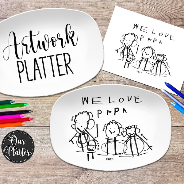 Custom Drawing Artwork Platter | Keepsake Kids Gift from Art