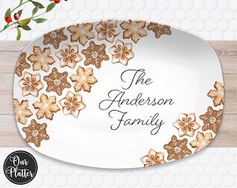 Personalized Cookie Platter | Custom Grandma Family Christmas Plate | Holiday Baking Gift | Snowflake Sugar Cookie Design