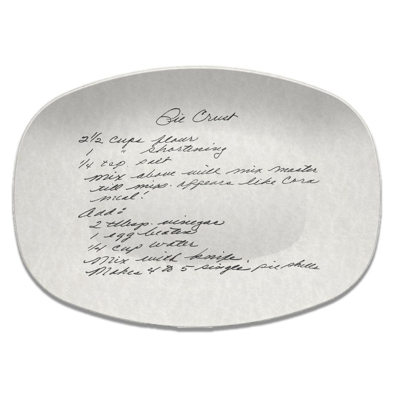 Handwritten Recipe Personalized Platter Dish Keepsake Handwriting Recipe Plate Recipe Card Transfer Gift Vintage Parchment