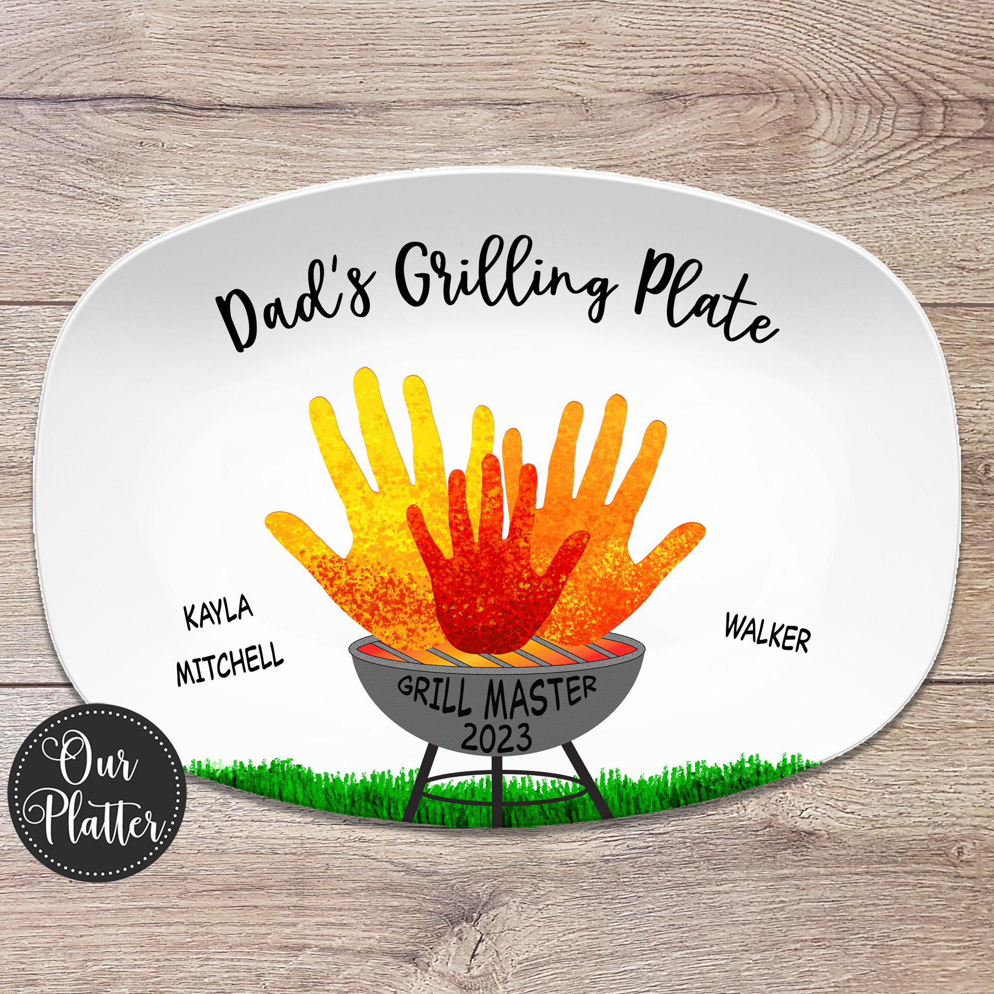 WorldBazaar BBQ Daddy's Grilling Platter Gift Set - 9"x14" Resin Serving Tray For Dad, Father's Day & Outdoor BBQ