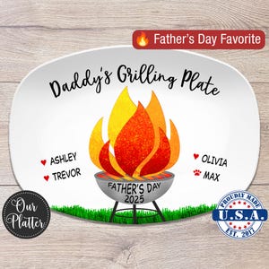 BBQ Grilling Personalized Plate, Daddy's Grilling Plate for Father's Day, Custom Gift for Him for Birthday, Grill Master Dad