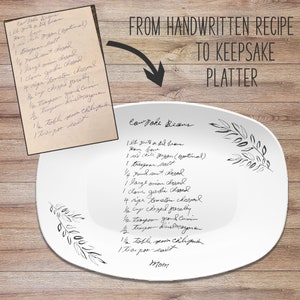 Handwritten Recipe Personalized Platter Dish Keepsake Handwriting Recipe Plate Recipe Card Transfer Gift image 4