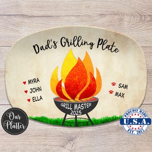 BBQ Grilling Personalized Platter, Daddy&#39;s Grilling Plate, Father&#39;s Day, Valentine, Custom Gift for Him for Birthday