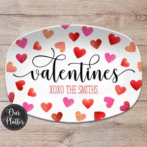 Scattered Hearts Design | Valentine Personalized Platter | Family Valentine Gift Platter