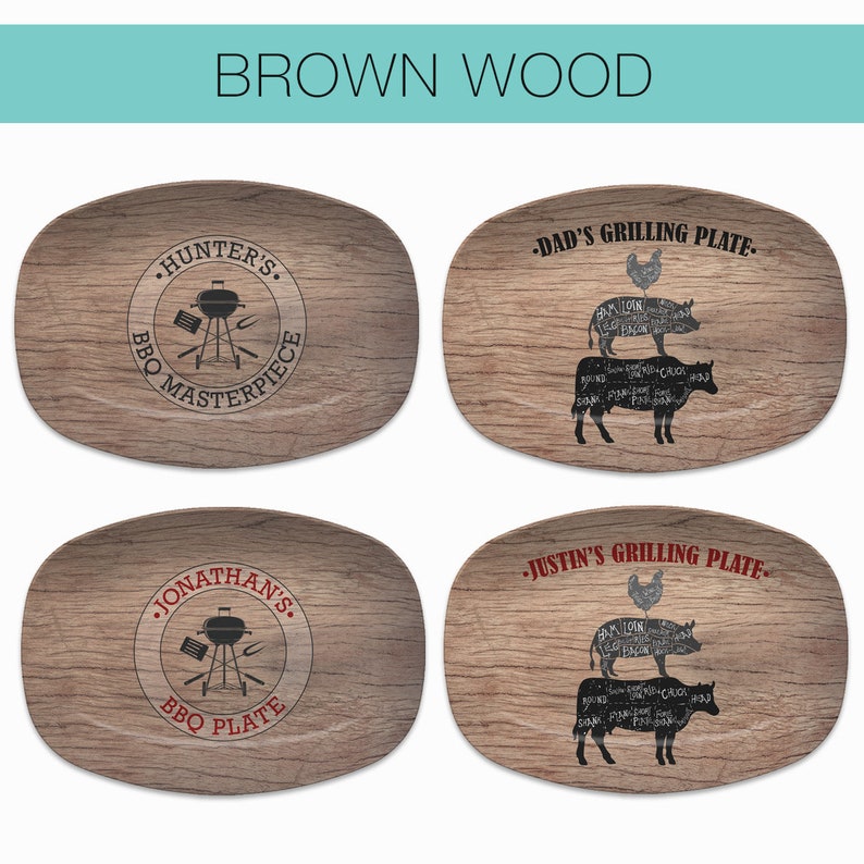 BBQ Grilling Platter Personalized Serving Tray, Father's Day BBQ Gifts, Grilling Plate, Gifts for Him, Butcher Cuts, Cow Pig Chicken image 7