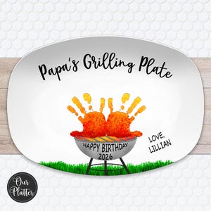 Handprint Custom Grilling Plate, Personalized Platter for Father's Day, Gift for Dad from Kids, Handprint Plate for Daddy or Grandpa bild 7