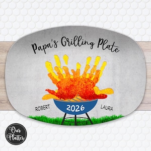 Handprint Custom Grilling Plate, Personalized Platter for Father's Day, Gift for Dad from Kids, Handprint Plate for Daddy or Grandpa bild 8