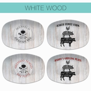 BBQ Grilling Platter Personalized Serving Tray, Father's Day BBQ Gifts, Grilling Plate, Gifts for Him, Butcher Cuts, Cow Pig Chicken image 6