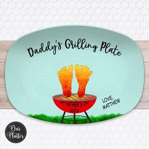 Handprint Custom Grilling Plate, Personalized Platter for Father's Day, Gift for Dad from Kids, Handprint Plate for Daddy or Grandpa bild 11