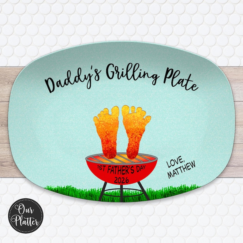 Handprint Custom Grilling Plate, Personalized Platter for Father's Day, Gift for Dad from Kids, Handprint Plate for Daddy or Grandpa bild 11