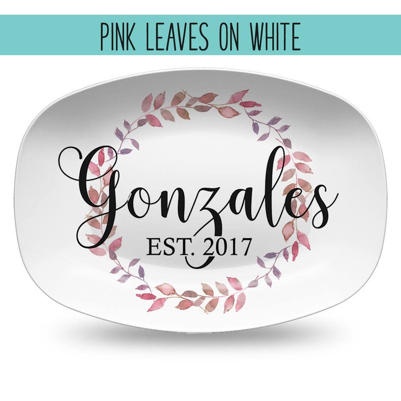 Custom Farmhouse Personalized Platter, Family Last Name Wreath Gift Plate for Wedding Shower Anniversary Housewarming image 7